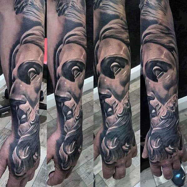 Mens Stone 3d Unique Greek Mythology Sleeve Tattoo