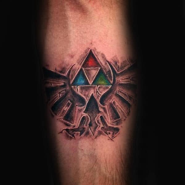 Mens Stone Zelda Triforce Tattoos