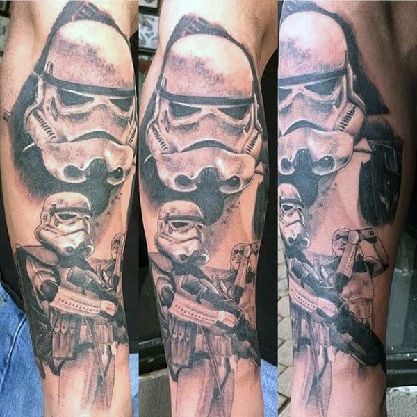 Mens Stormtrooper Themed Arm Tattoos