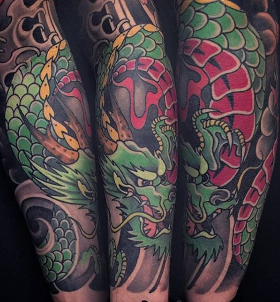 Mens Stunning Japanese Sleeve Tattoo