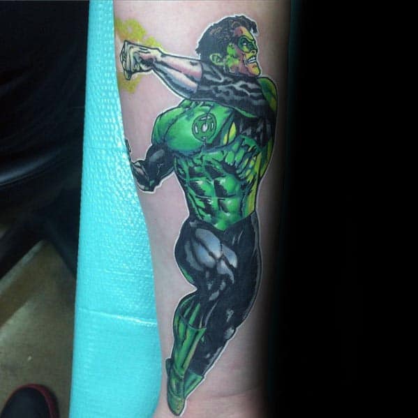 Mens Superhero Dc Comics Green Lantern Tattoo On Inner Forearm