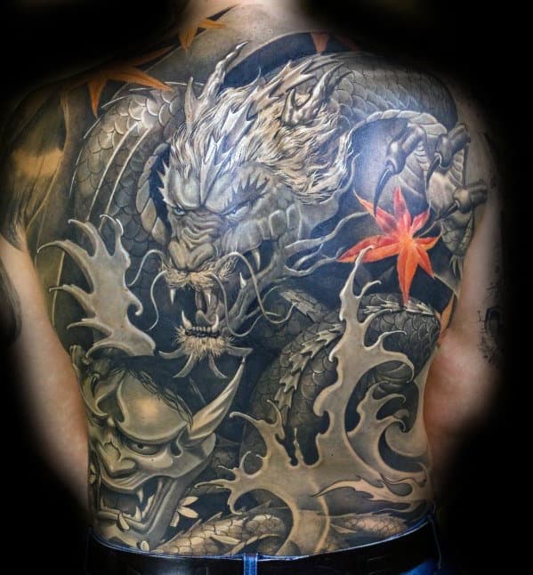Mens Sweet Full Back Japanese Dragon Tattoo