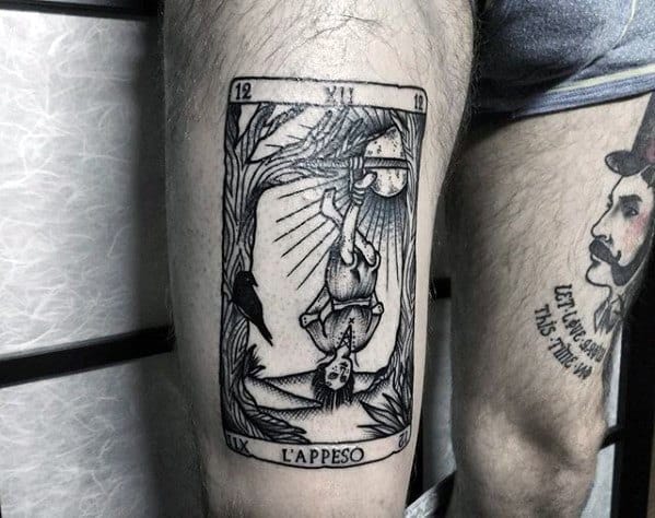 Mens Tarot Tattoo Design Ideas On Thighs