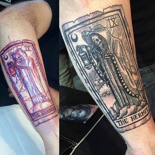 Mens Tarot Tattoo Ideas On Outer Forearm