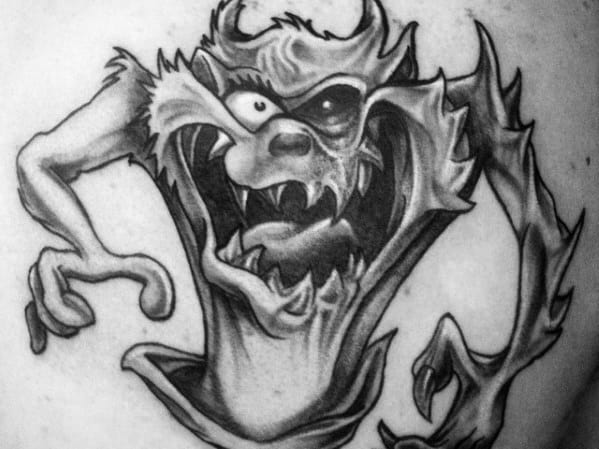 Mens Tasmanian Devil Tattoo Design Inspiration Upper Chest