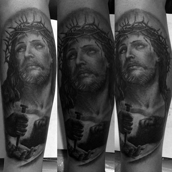 Mens Tattoo 3d Jesus Design