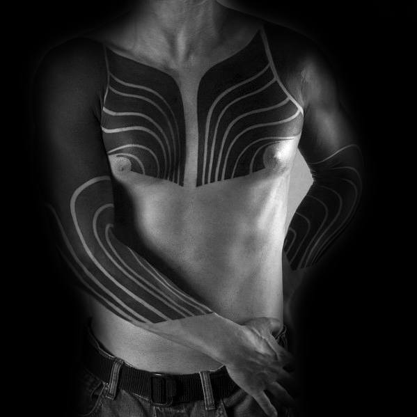 Mens Tattoo Blackout Sleeve Design