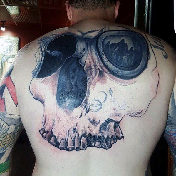 Mens Tattoo Cover Up Ideas On Back With Skull 3d Design