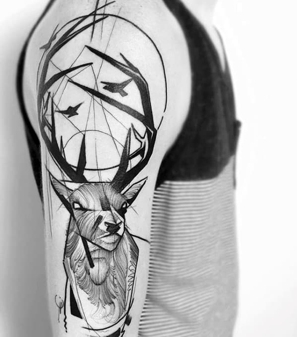 Mens Tattoo Deer Geometric Arm Design