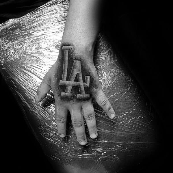 Mens Tattoo Dodgers Design La Los Angeles On Hand