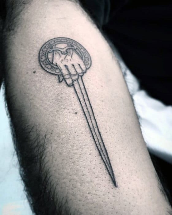 Mens Tattoo Game Of Thrones Design On Inner Forearm