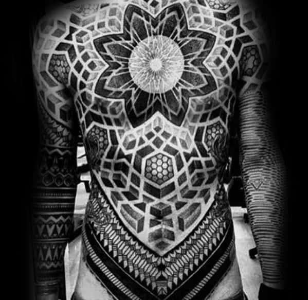 Mens Tattoo Geometric Chest Design