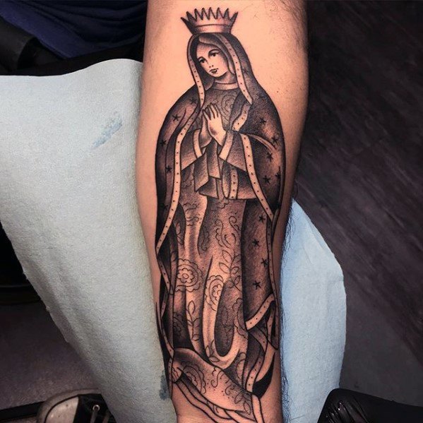 Mens Tattoo Guadalupe Design Forearms