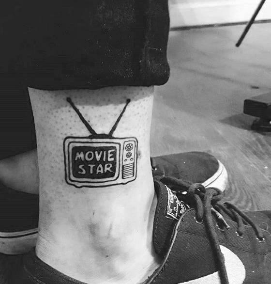 Mens Tattoo Ideas With Ankle Movie Star Tv Box Design