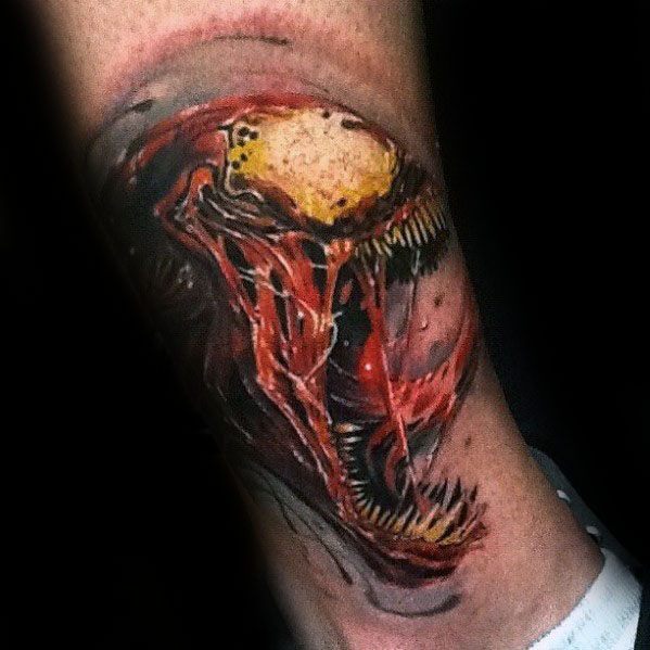 Mens Tattoo Ideas With Carnage Design Lower Leg 3d