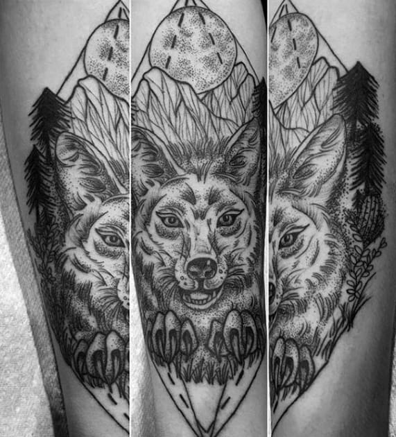 Mens Tattoo Ideas With Coyote Design