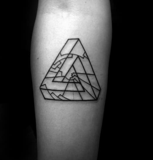 Mens Tattoo Ideas With Geometric Simple Penrose Triangle Design On Inner Forearm