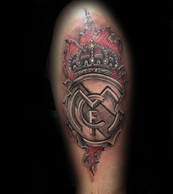 Mens Tattoo Ideas With Real Madrid Design On Arm