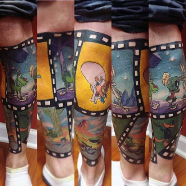 Mens Tattoo Looney Tunes Design Leg Sleeve