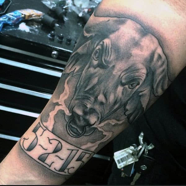 Men's Tattoo Of A Bull