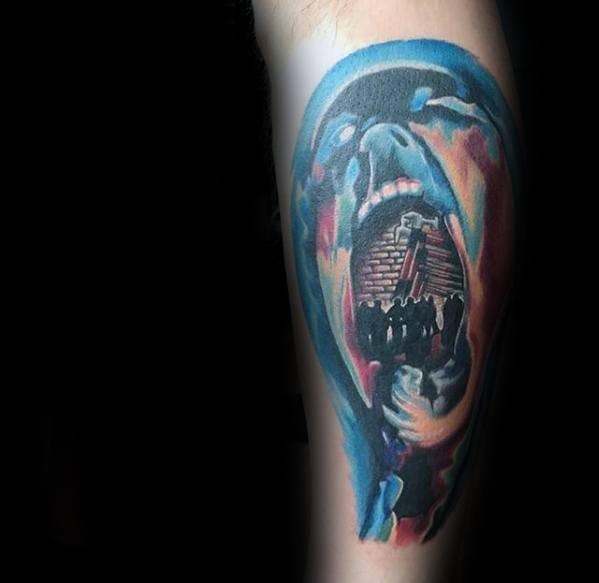 Mens Tattoo Pink Floyd Design On Leg