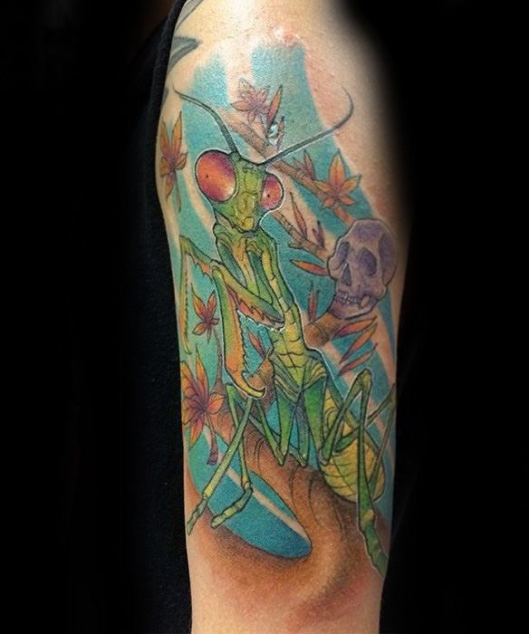 Mens Tattoo Praying Mantis Design