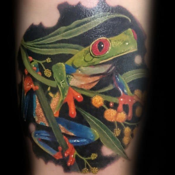 Mens Tattoo Tree Frog Design Arm