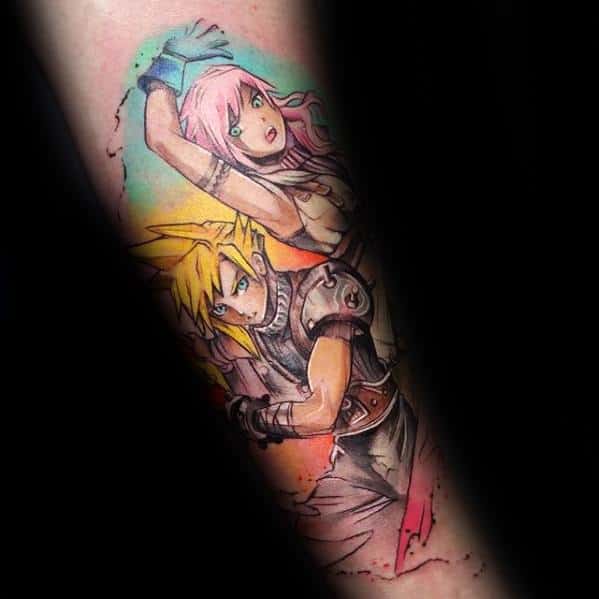 Mens Tattoo With Anime Design Inner Forearm