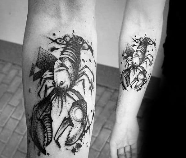Mens Tattoo With Crawfish Design