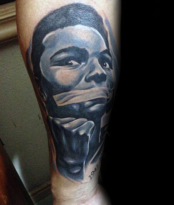 Mens Tattoo With Muhammad Ali Design