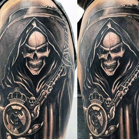 Mens Tattoo With Real Madrid Design On Arm