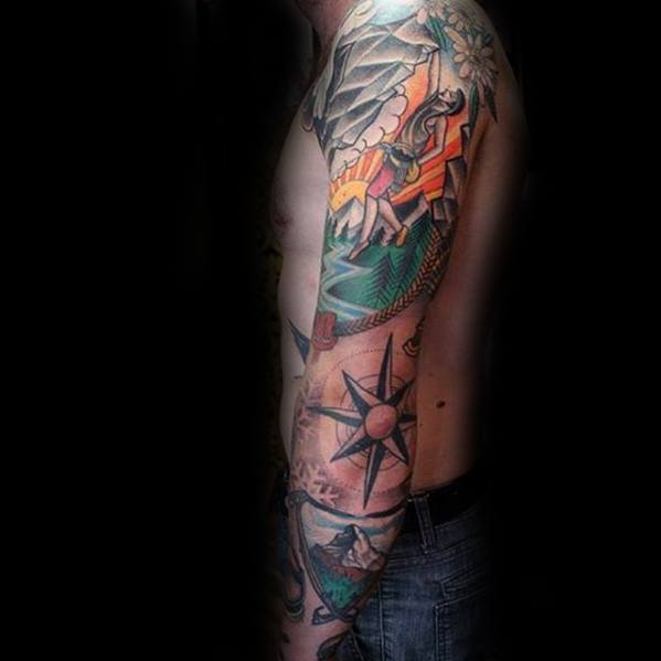 Mens Tattoo With Rock Climbing Design