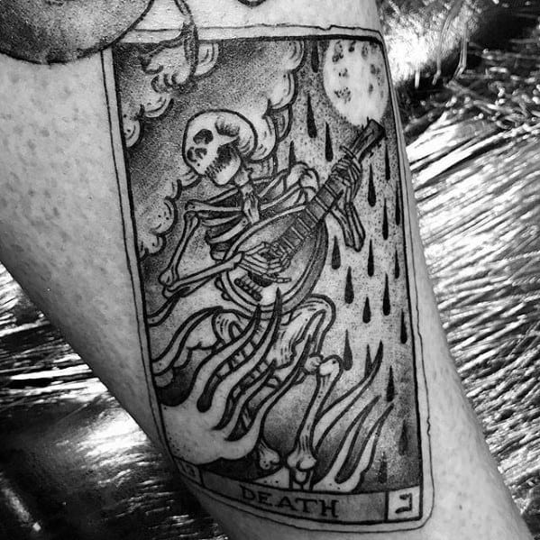 Mens Tattoo With Tarot Design On Arm