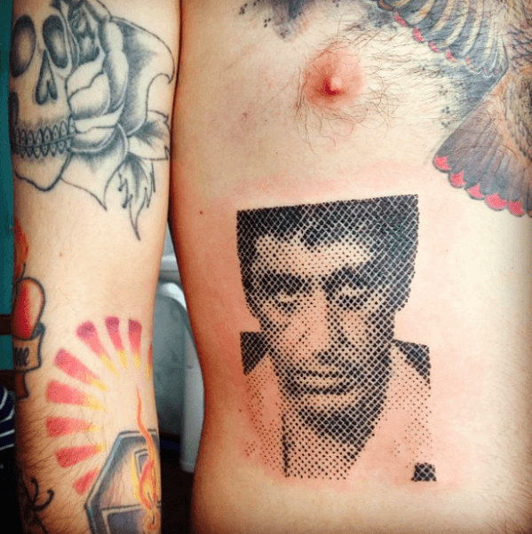 Mens Tattoo With Tony Montana Pixel Design Rib Cage Side