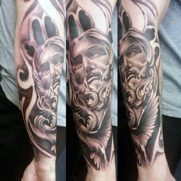 Mens Tattoos Of Doves Half Sleeve