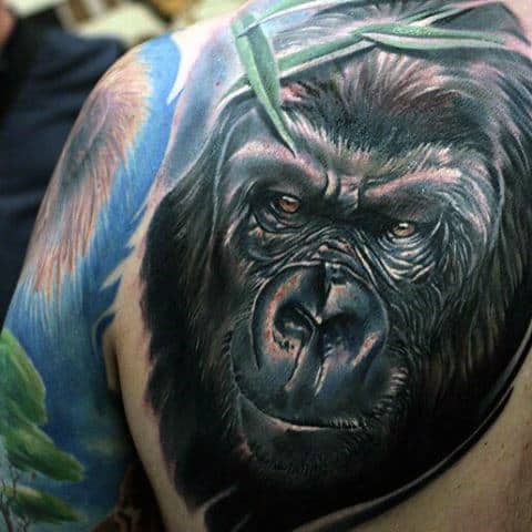 Mens Tattoos Of Silverback Gorilla
