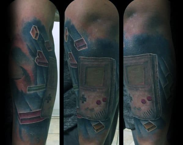 Mens Tetris Tattoo Design Inspiration