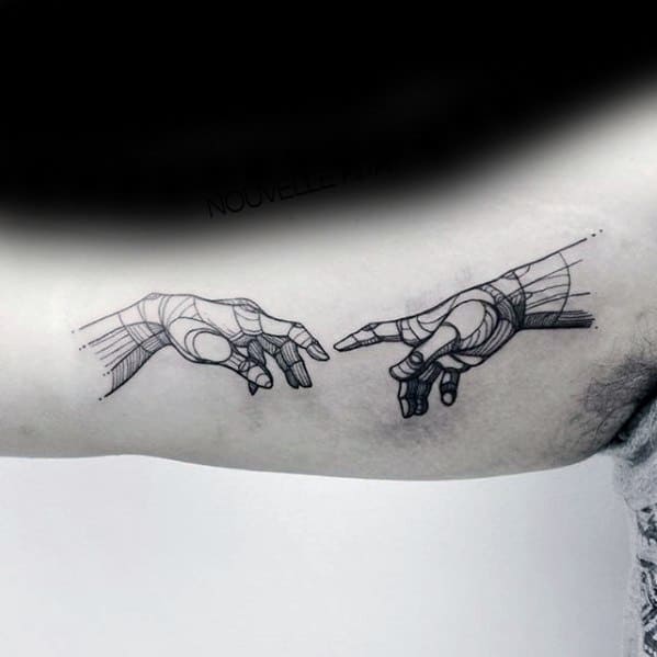 Mens The Creation Of Adam Tattoo Design Ideas Inner Arm