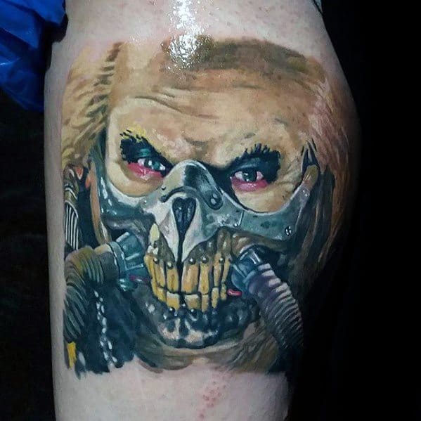 Mens Thigh Cool Mad Max Tattoo Ideas
