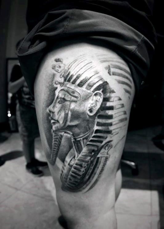 Mens Thigh King Tut Tattoos