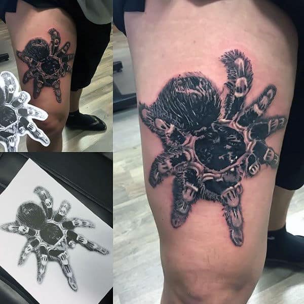 Mens Thigh Tarantula Spider Tattoo Inspiration