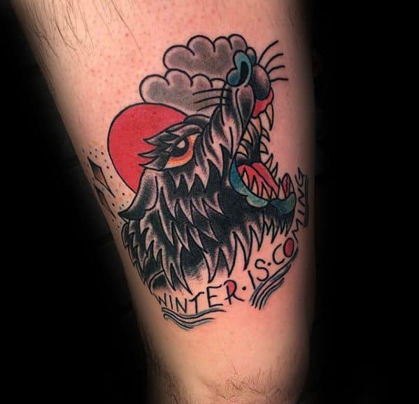 Mens Thigh Winter Is Coming Cool Game Of Thrones Tattoo Ideas