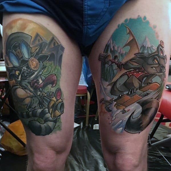 Mens Thighs Amazing New School Tattoo