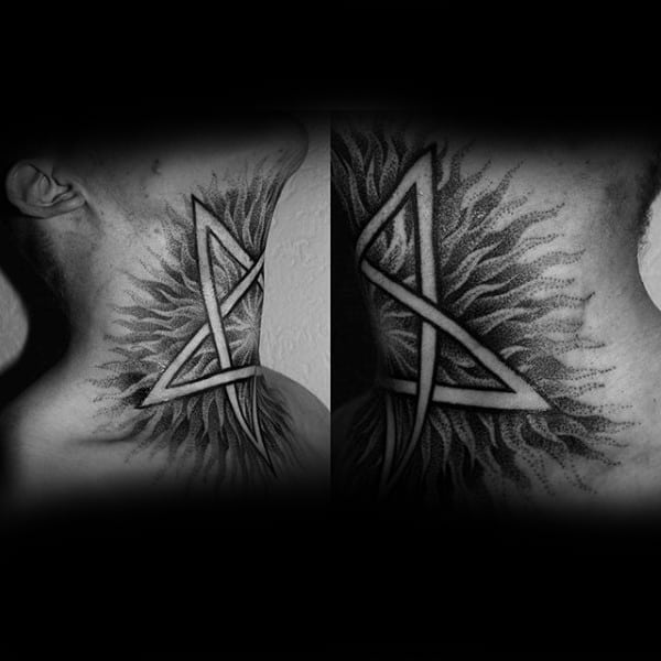 Mens Throat Pentagram Tattoos