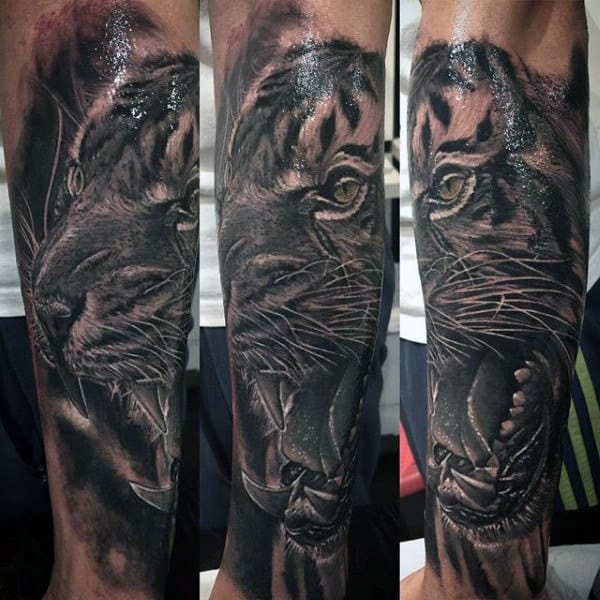 Men's Tiger Head Tattoo