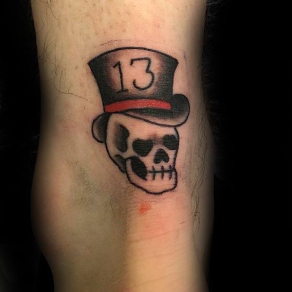 Mens Top Hat 13 Skull Lower Leg Tattoo Ideas