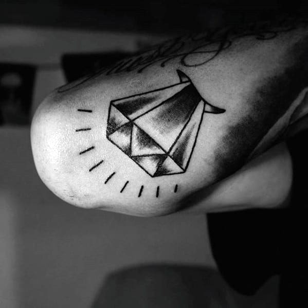 Mens Torn Skin Glowing Diamond Traditional Tattoo On Outer Forearms