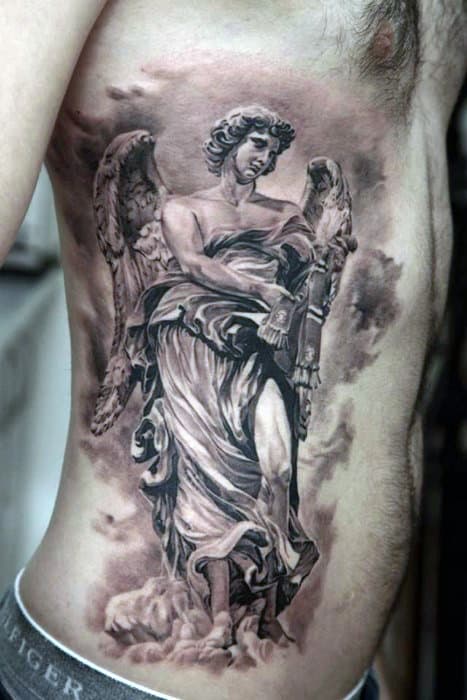 Mens Torso Amazing Guardian Angel Tattoo