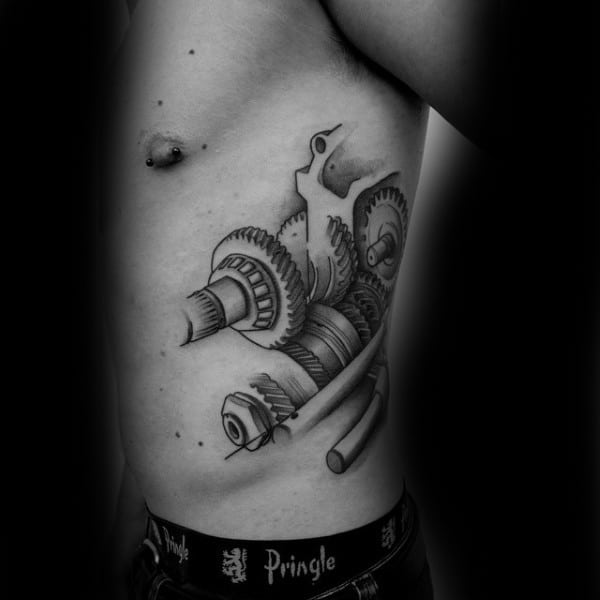 Mens Torso Grey Engine Tattoo