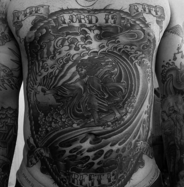 Mens Torso Grey Wonderful Surf Tattoo
